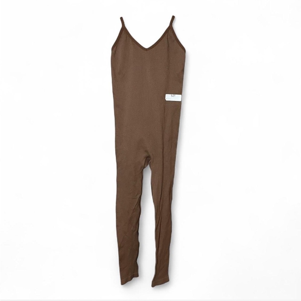 Colsie Chocolate Brown Ribbed Jumpsuit